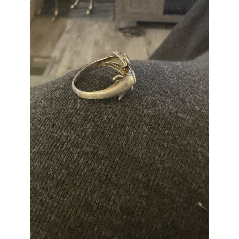 Vintage Sterling Silver 925 Dolphin Wrap Ring Size 6 #357 - Picture 4 of 6